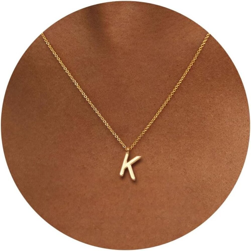 Initial Necklace Women 14k Gold Plated Dainty Alphabet A-Z Gift